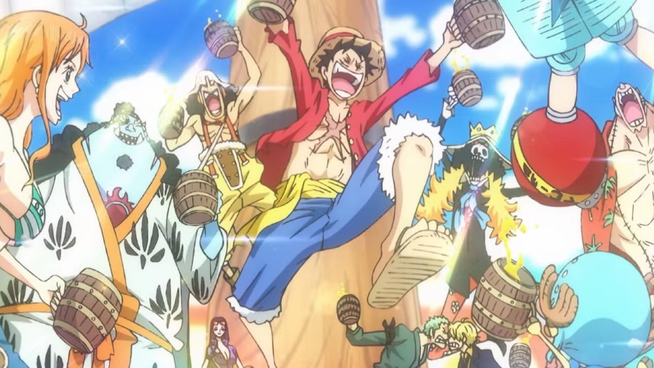 i mugiwara di one piece che festeggiano