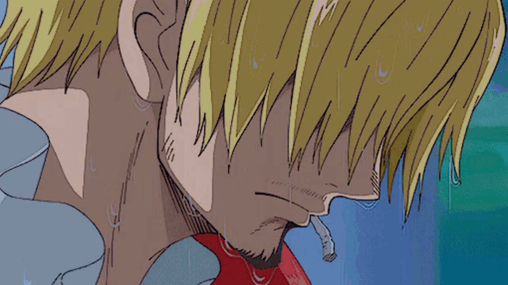 sanji one piece sotto la pioggia