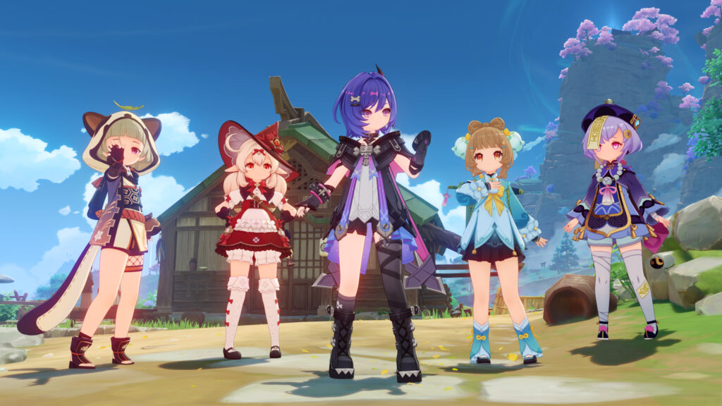 Genshin Impact Luna VII da sinistra Sayu, Klee, Prune, Yaoyao, Qiqi